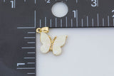 18K Gold Butterfly Cubic Zirconia Bracelet Necklace Pendant Earring Charm Gift for Jewelry Making- 13x15mm- 1 pc per order