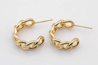 1 pair Chunky Gold Link Hoops, Small Gold Large Chain Hoop Earrings- 18kt Gold Stud Curb Earring- 1 Pair per order- 19-22mm