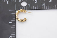 1 pair Chunky Gold Link Hoops, Small Gold Large Chain Hoop Earrings- 18kt Gold Stud Curb Earring- 1 Pair per order- 19-22mm