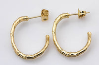 18 kt Gold Rustic Huggie Hoop Earrings, Chunky Earring Hoops, Simple Minimalist Hoop Earrings Huggies