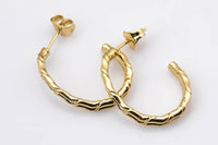 18 kt Gold Rustic Huggie Hoop Earrings, Chunky Earring Hoops, Simple Minimalist Hoop Earrings Huggies