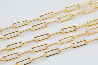 Gold Filled Flat Tubed Chain, 5x15mm links, USA Made , Wholesale, USA Made, Chain by foot- Chunky Paper Clip Chain Permanent Jewelry Chain