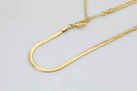 Gold Herringbone Necklace Chain 18K Gold Bold Necklace 3, 4, 5mm wide Herringbone Chain for Layering Necklace 15" 16" 18" inch