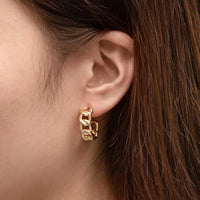 1 pair Chunky Gold Link Hoops, Small Gold Large Chain Hoop Earrings- 18kt Gold Stud Curb Earring- 1 Pair per order- 19-22mm
