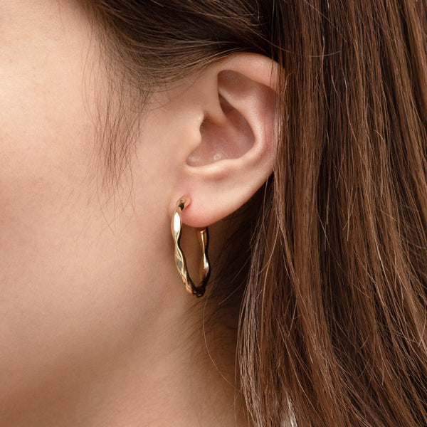 1 pair Thick Tube Hoops Gold, 18K Gold Hoops, Stud Earring, Hammered Plated Earring, Gift for Her, Everyday Wear Earring