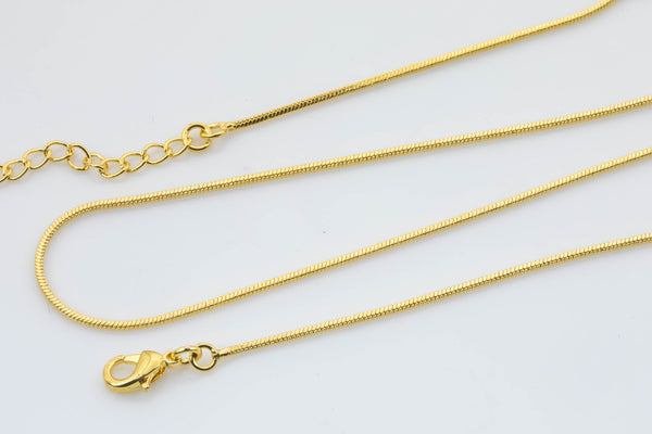 18k Gold Necklace- Snake Chain- Gold Filled Necklace Snake Chain ready to wear Lobster Clasp 3" extender - 16" 18" 20" 22" 23" FC72