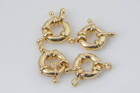 4 pcs Gold Sailor's Clasp, Large Spring Ring Include Loops 11mm and 13mm, Bracelet Findings- 4 pcs per order/pack