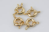 4 pcs Gold Sailor's Clasp, Large Spring Ring Include Loops 11mm and 13mm, Bracelet Findings- 4 pcs per order/pack