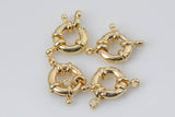 4 pcs Gold Sailor's Clasp, Large Spring Ring Include Loops 11mm and 13mm, Bracelet Findings- 4 pcs per order/pack