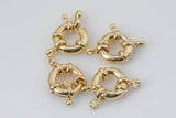4 pcs Gold Sailor's Clasp, Large Spring Ring Include Loops 11mm and 13mm, Bracelet Findings- 4 pcs per order/pack
