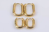 2 pcs 14k Gold Earrings Bold U earring rectangle hoop earrings / minimalist earrings gift - 2 sizes 12*16mm 15*20mm- 2 pcs per order