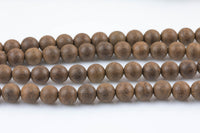 Natural Matte Brown Silk Wood. 6mm or 8mm or 10mm Round. Full Strand-Full Strand 15.5 inch Strand Gemstone Beads
