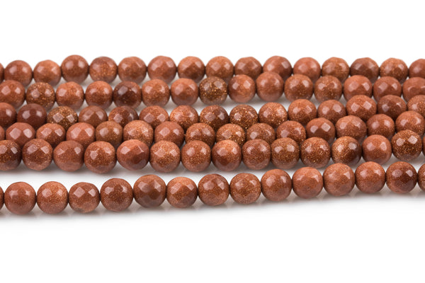 Natural Gold SandStone Goldstone Grade AAA Faceted Round Beads. Full 15.5 Inch strand 4mm 6mm 8mm 10mm 12mm Beads Gemstone Beads