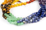 Natural Chakra Beads Smooth 4mm 6mm 8mm Round Amethyst Lapis Sodalite Aventurine Tigers Eye Yellow Jade Red Jasper Full Strand 14" - 15.5"