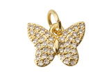 1 pc 18K Gold Butterfly Cubic Zirconia Bracelet Necklace Pendant Earring Charm Gift for Jewelry Making-11mm- 1 pc per order