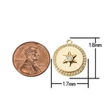 2 pcs 18K Gold Mini Shooting Star Compass Bracelet Necklace Pendant Earring Charm Gift for Jewelry Making- 17mm- 2 pcs per order