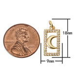 2pc 18K Gold Mini Moon Cubic Zirconia Bracelet Necklace Pendant Earring Charm Gift for Jewelry Making-8x20mm- 2 pcs per order