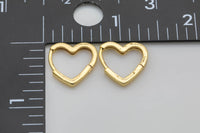 2 pcs 18k Gold Plated Heart Earring Lever Backs -17mm- 1 pairs per order