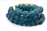 Recycled Glass Beads African Glass Beads - approx 14mm Dark Blue Roman Glass Beads - African Sea Glass - Made in Ghana