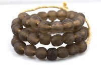 Recycled Glass Beads African Glass Beads - approx 14mm Light Brown- African Sea Glass - Made in Ghana