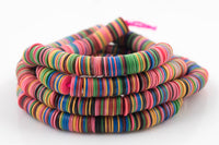 Multi Vinyl - African vulcanite vinyl disc beads- Heishi Shaped 3mm, 4mm, 8mm, Full Strands. 35 inch Strand