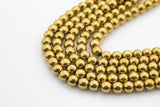 Gold Hematite Smooth Round Beads 2mm 3mm 4mm 6mm 8mm 10mm 12mm 15.5" Strand