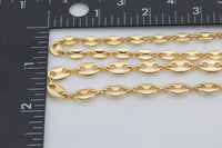 18k Gold Necklace Mariner Link Chain by Yard 6mm and 8mm Height for Necklace Bracelet Component Unfinished Chain for DIY