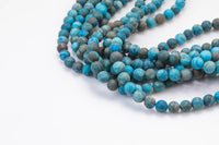 Natural Blue Mexican Crazy Laced Agate Matte Round 4mm, 6mm, 8mm, 10mm, 12mm- Full 15.5 Inch Strand Gemstone Beads