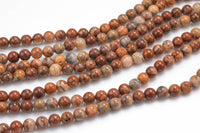 Natural Laguna Lace Agate 4mm 6mm 8mm 10mm Round Red Orange Cream Grey Beads From Mexico 15.5" Strand Gemstone Beads