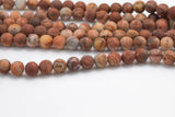 Natural Laguna Lace Agate 4mm 6mm 8mm 10mm Matte Round Red Orange Cream Grey Beads From Mexico 15.5" Strand Gemstone Beads