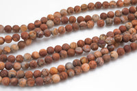 Natural Laguna Lace Agate 4mm 6mm 8mm 10mm Matte Round Red Orange Cream Grey Beads From Mexico 15.5" Strand Gemstone Beads