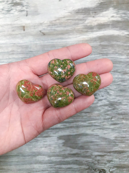 Unakite Heart Shaped Stone Healing Stones