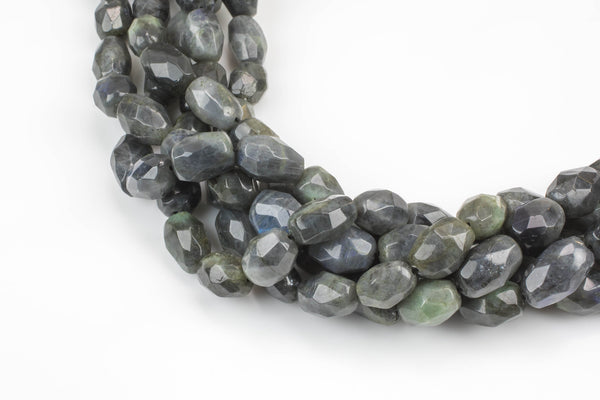 Natural Dark Labradorite HIgh Quality Freeform Faceted Nuggets - 100% No Dye - Approx 18x15mm - Full Strand 16" Gemstone Beads