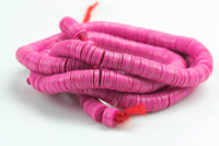 Fusia Vinyl , African vulcanite vinyl disc beads-Heishi Shaped 6mm, Full Strands. 35 inch Strand