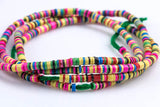 Multi Vinyl , African vulcanite vinyl disc beads-Heishi Shaped 3mm, Full Strands. 35 inch Strand