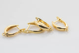 2 pairs 19x13mm Gold Huggie Earring one touch w/ open link 14K gold Earring Nickel and Lead free, Lever back earring making Supply Huggies