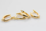2 pairs 19x13mm Gold Huggie Earring one touch w/ open link 14K gold Earring Nickel and Lead free, Lever back earring making Supply Huggies