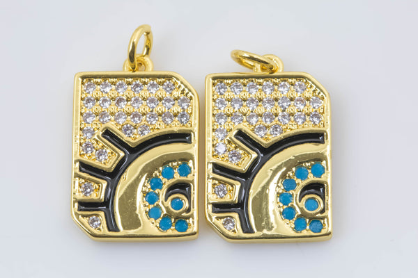 1 pc Dainty Black Enamel Talisman Charm Necklace, Gold Evil Eye Pendant Amulet Medallion Pendant for Necklace - 1 pc per order