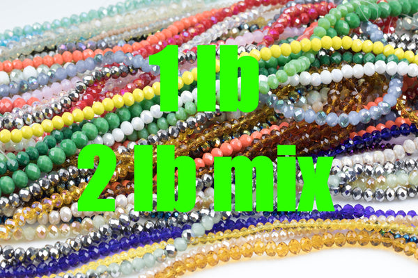 BULK CRYSTALS MIX Bag Beautiful High Quality Crystal Beads By the Pound - 1lb to 2lb bags 3mm 4mm 6mm 8mm 10mm Wholesale Bulk Mix grab bag
