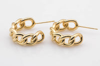 1 pair Chunky Gold Link Hoops, Small Gold Large Chain Hoop Earrings- 18kt Gold Stud Curb Earring- 1 Pair per order- 19-22mm