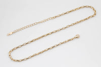 18K Gold Necklace - Rectangular Necklace -Layering Necklace 3x5mm ready to wear Lobster Clasp 3" extender -16" 18"
