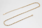 18K Gold Necklace - Rectangular Necklace -Layering Necklace 3x5mm ready to wear Lobster Clasp 3" extender -16" 18"