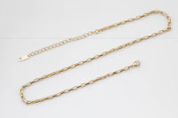18K Gold Necklace - Rectangular Necklace -Layering Necklace 3x5mm ready to wear Lobster Clasp 3" extender -16" 18"