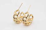 1 pair Chunky Gold Link Hoops, Small Gold Large Chain Hoop Earrings- 18kt Gold Stud Curb Earring- 1 Pair per order- 19-22mm