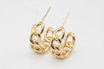 1 pair Chunky Gold Link Hoops, Small Gold Large Chain Hoop Earrings- 18kt Gold Stud Curb Earring- 1 Pair per order- 19-22mm