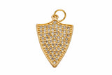 1 pc 18k Gold Shield Diamond CZ Drop Charm Cubic Protector Pendant Necklace Bracelet- 15x25mm- 1 piece order