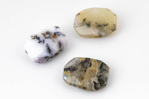 2 pcs NATURAL Flat Nugget Center Drilled- Dendrite Opal---Perfect for Jewelry--- 15x20mm