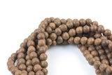 Natural Matte Brown Silk Wood. 6mm or 8mm or 10mm Round. Full Strand-Full Strand 15.5 inch Strand Gemstone Beads