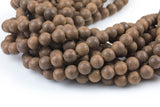 Natural Matte Brown Silk Wood. 6mm or 8mm or 10mm Round. Full Strand-Full Strand 15.5 inch Strand Gemstone Beads