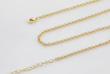 14K Gold Necklace - 3mm Double Rolo Link Necklace - Layering Necklace ready to wear Lobster Clasp 3" extender - 16" 18" 20" 22" 23"